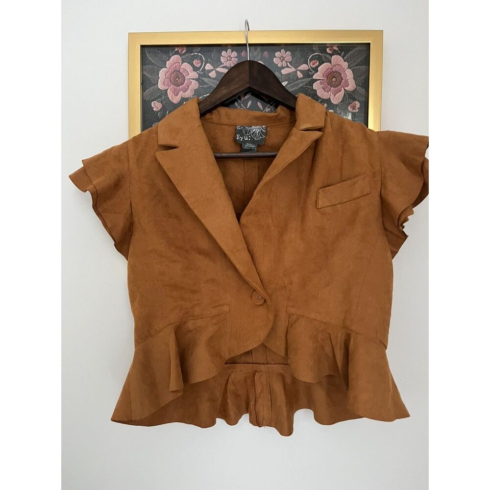 Anthropologue RYU Golden Brown Faux Suede Crop Jacket L Boho
